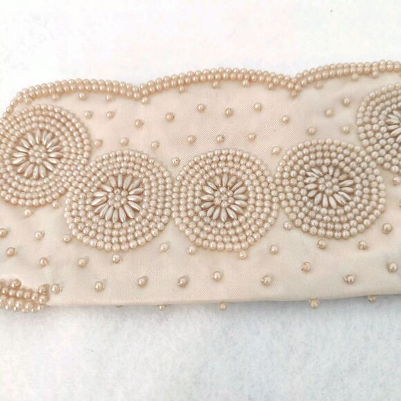 La Regale Ivory Vintage Beaded Clutch Evening Event Hand Bag Purse Japan Bridal - Picture 4 of 7
